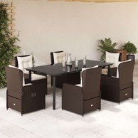 7 dijelni vrtni blagovaonski set s jastucima poliratan smeđi, 200 x 100 x 74 cm