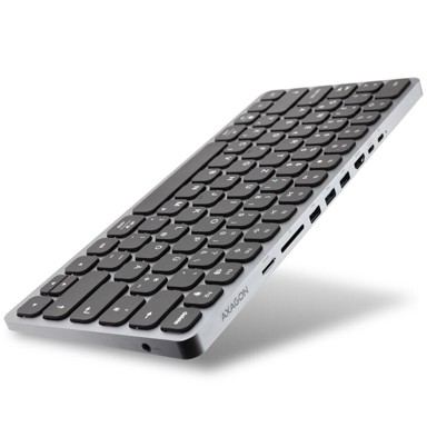 AXAGON Tipkovnica HMC-KB, USB-C, microSD/SD, 3x USB-A 3.0, HDMI 4K/60Hz, PD 100 W