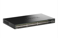 D-LINK Smart managed switch 52-portni Gigabit PoE+ s 4x10G SFP+, crni