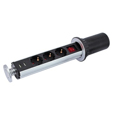 COMMEL Prenosiva utičnica izvlačna 3+2xUSB 2m