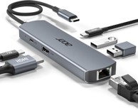 ACER USB-C čvorište B0G81K4C12, Ethernet, 4K HDMI, 1000 Mbps LAN, USB-C/A, 100 W PD