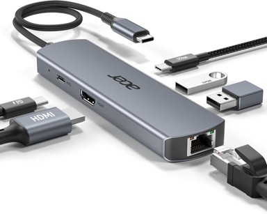 ACER USB-C čvorište B0G81K4C12, Ethernet, 4K HDMI, 1000 Mbps LAN, USB-C/A, 100 W PD
