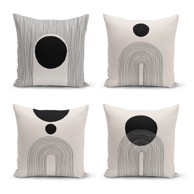 MINIMALIST CUSHION COVERS Crno-bež jastučnice u setu 4 kom 43x43 cm