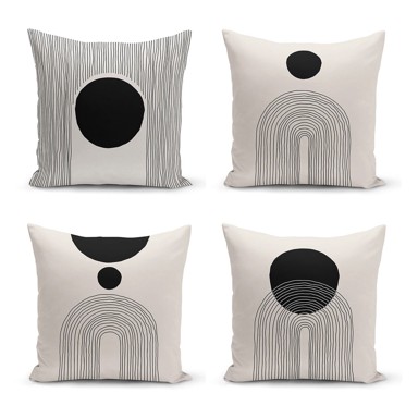 MINIMALIST CUSHION COVERS Crno-bež jastučnice u setu 4 kom 43x43 cm