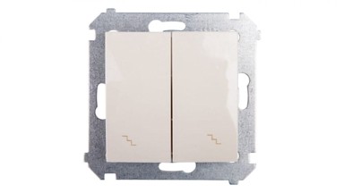 SIMON 54 Dvostruki prekidač za stepenice s osvjetljenjem, DW6/2L.01/41, krem