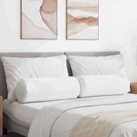 Valjkasti jastučići set 2 kom Ø25×70 cm tkanina, bijeli