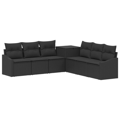 Set sofa, 7 dijelova, crna, poliratan i čelik