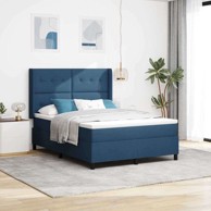LED box spring krevet s madracem 140 x 200 cm tkanina, plava