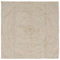 Tepih, dimenzije 120 × 120 cm, juta, prirodna i bijela