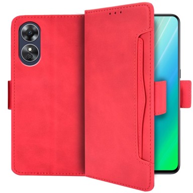 Preklopna futrola za Oppo A17, utor za karticu, crvena