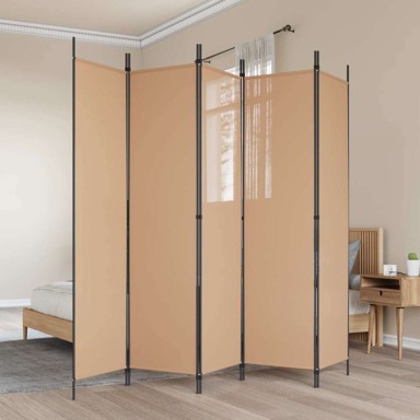 Pregrađivač prostora, 5 panela, 250 x 200 cm, tkanina, bež