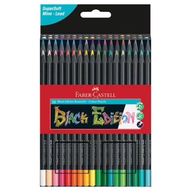 FABER-CASTELL Drvene boje 116436, trokutaste Black Edition, 36 boja, blister pakiranje