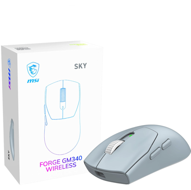MSI Gaming miš Forge GM340 Wireless Sky, 12000 DPI, RF bežični + Bluetooth, svijetloplava