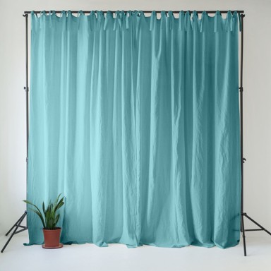 LINEN TALES Tirkizna lanena zavjesa 140x170 cm Coastal Blue