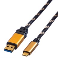 ROLINE USB kabel A-C GOLD USB 3.1 GEN2, 1 m, crno/zlatni