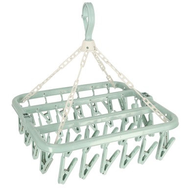 Stalak za sušenje rublja, 32 štipaljke, zeleni