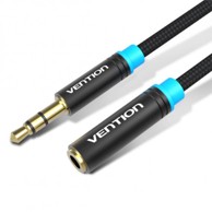 VENTION Pleteni audio produžni kabel 3,5 mm, 5 m, crni