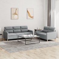 2-dijelni set sofa s jastucima svjetlosivi od tkanine