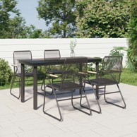 Vrtna garnitura, 5-dijelni set od PVC ratana, dužina stola 140 cm, crna
