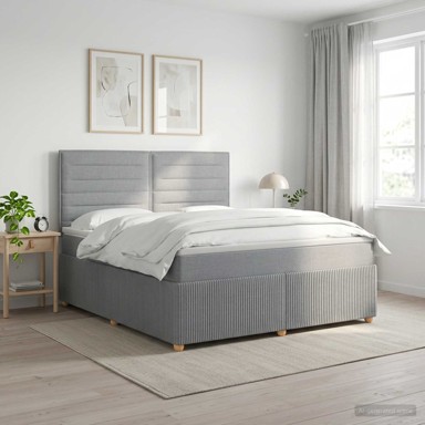 Boxspring krevet s madracem 160 x 200 cm, tkanina, svjetlosivi