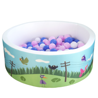 SYMPHONY Edukativni suhi bazen, dimenzije 90 × 30 cm, s lopticama, ptičji sabor motiv, 200 kom
