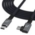 WOZINSKY Thunderbolt 4 USB-C kutni kabel, 240 W, 4K, 1 m, crni