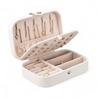 LIVEFY Kutija za nakit Velvet, bijela, velur, 16 x 11 x 5 cm