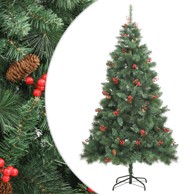 Božićno drvce umjetno sa šarkama, šiškama i bobicama 240 cm