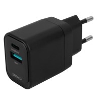 DELTACO Kućni punjač, 1x USB-A 18 W, 1x USB-C PD 20 W, crni