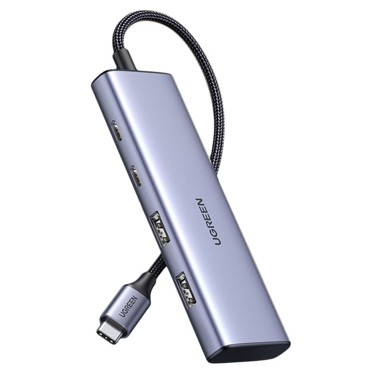 UGREEN USB-C hub, 2 x USB-A, 2 x USB-C, 20 cm, sivi