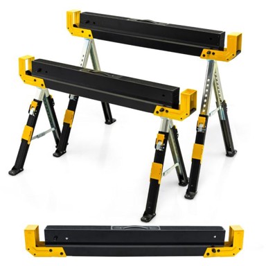 Radni stalak, podesiva visina, nosivost 1180 kg, sklopive noge, žuta, crna, 2 kom