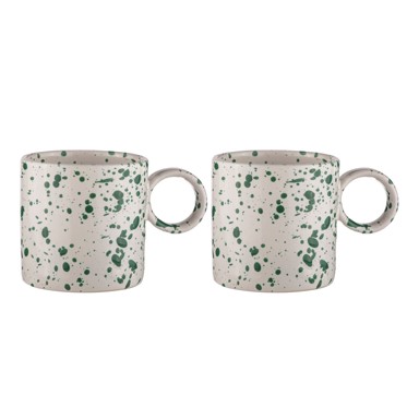 LADELLE Bijelo-zelene šalice u setu 2 kom od kamenine 450 ml Carnival