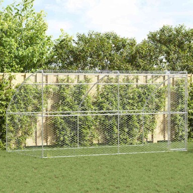 Kućica za pse s pohranom, 2 kom, srebrna, 4 × 2 × 2 m, čelik