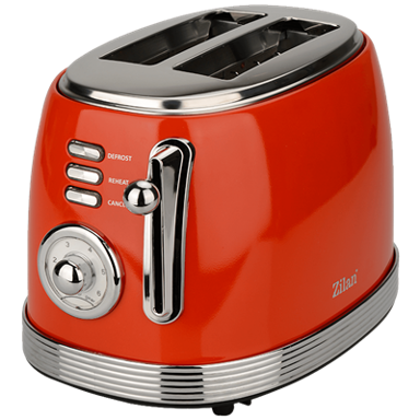 ZILAN Toster ZLN7040, Retro, 850 W, 2 utora, crveni