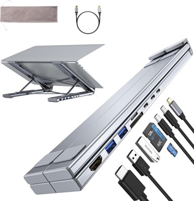 M57 Priključna stanica, 8 u 1, USB-C, za laptop, 4K HDMI, SD/TF, držač