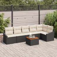 7-komadni vrtni sofa set s jastučićima od poli ratana, crni akacija