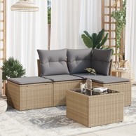 5-dijelni vrtni set sofa s jastucima bež od poliratana