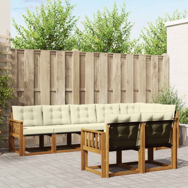 Set vanjskih sofa, 8 kom, s jastucima, prirodna i krem