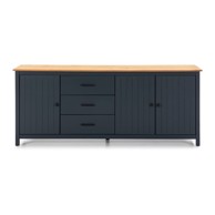 Tamno plava niska komoda od masivnog bora, 190x80 cm