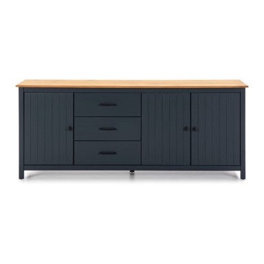 Tamno plava niska komoda od masivnog bora, 190x80 cm