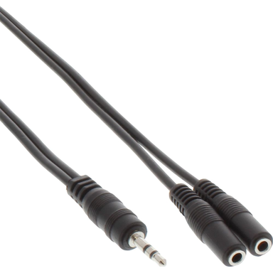 INLINE 3,5 mm na 2x 3,5 mm audio kabel 99300D, 5 m, crni