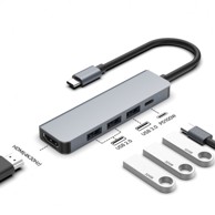 ASONIC Adapter 5u1 USB-C na HDMI USB 2.0/3.0 USB-C, aluminijski