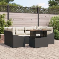 Set vrtnih sofa s jastučićima, poliratan, crni