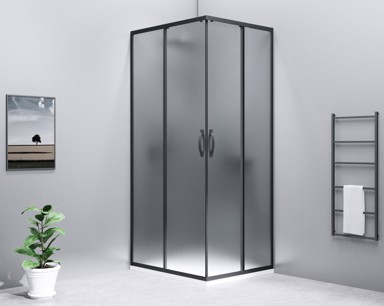 GELCO Tuš kabina SIGMA SIMPLY BLACK, kutna, 1000 x 800 mm, klizna vrata, staklo Brick, crna