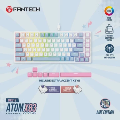 FANTECH Žična gaming mehanička tipkovnica Atom X83, Taro switch, bijela