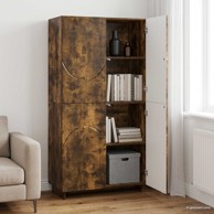 Visoka komoda 79 x 41 x 151 cm od konstruiranog drva, dimljeni hrast