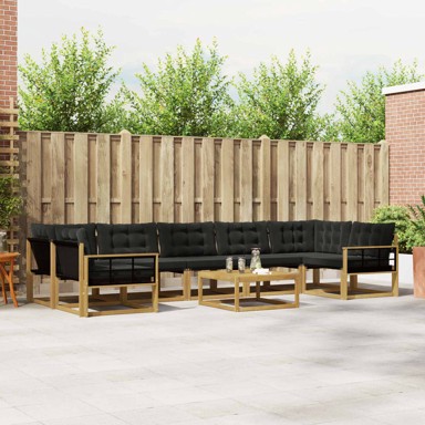 Set vanjskih sofa, 8 kom, 79 x 79 x 37 cm, čvrsto drvo akacije i textilene, smeđa