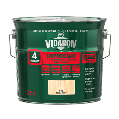 VIDARON Impregnat za drvo, bezbojni V01, 2,5 l