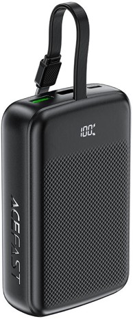 ACEFAST Powerbank PD20W, 20.000mAh s kablom, crni