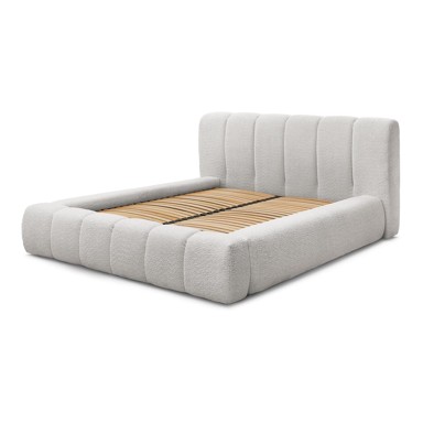 BOBOCHIC PARIS Tapecirani bračni krevet Denali 160x200 cm s podnicom i prostorom za odlaganje, svijetlo sivi